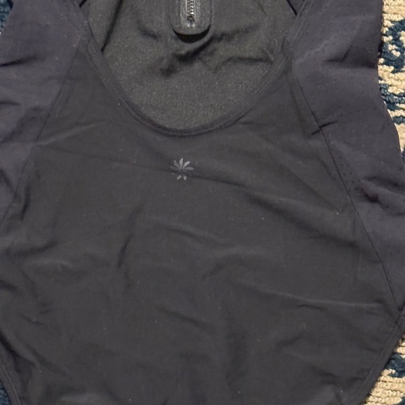 Athleta Bonaire Black High Neck Zip Front Sleek One Piece Bathing Suit - Picture 5 of 6